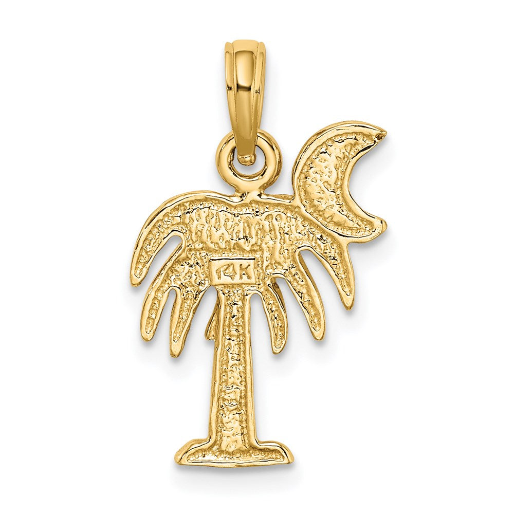 14K W/ Rhodium Polished Charelston Palm Tree Charm