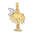 14K W/ Rhodium Polished Charelston Palm Tree Charm