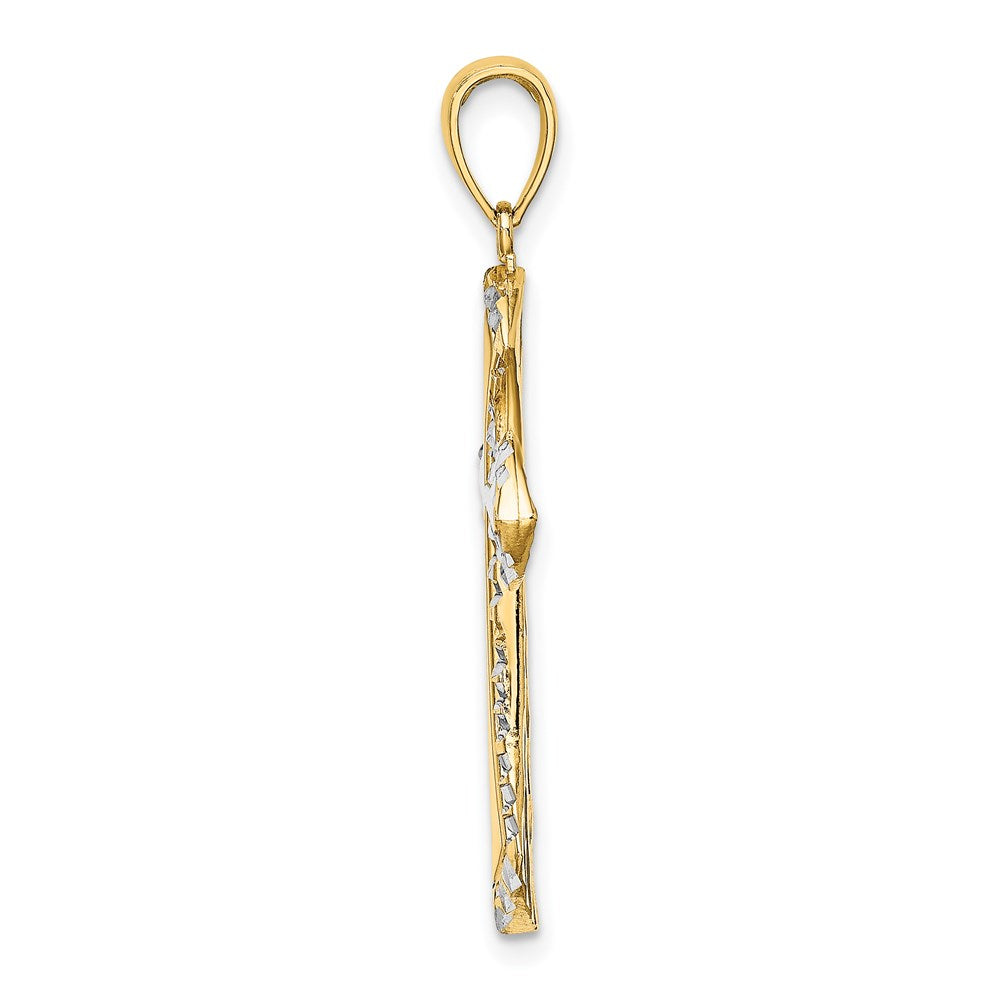 14K w/Rhodium and D/C Reversible Cross Charm