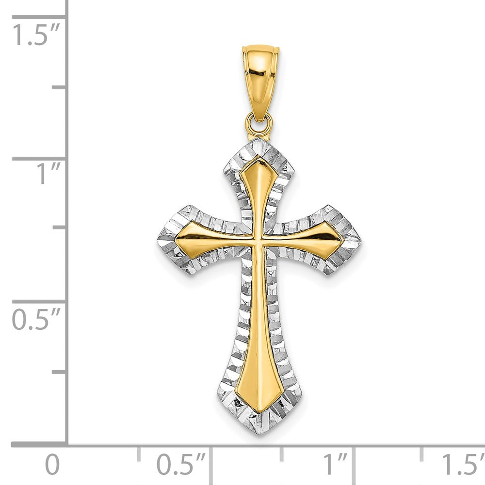 14K w/Rhodium and D/C Reversible Cross Charm
