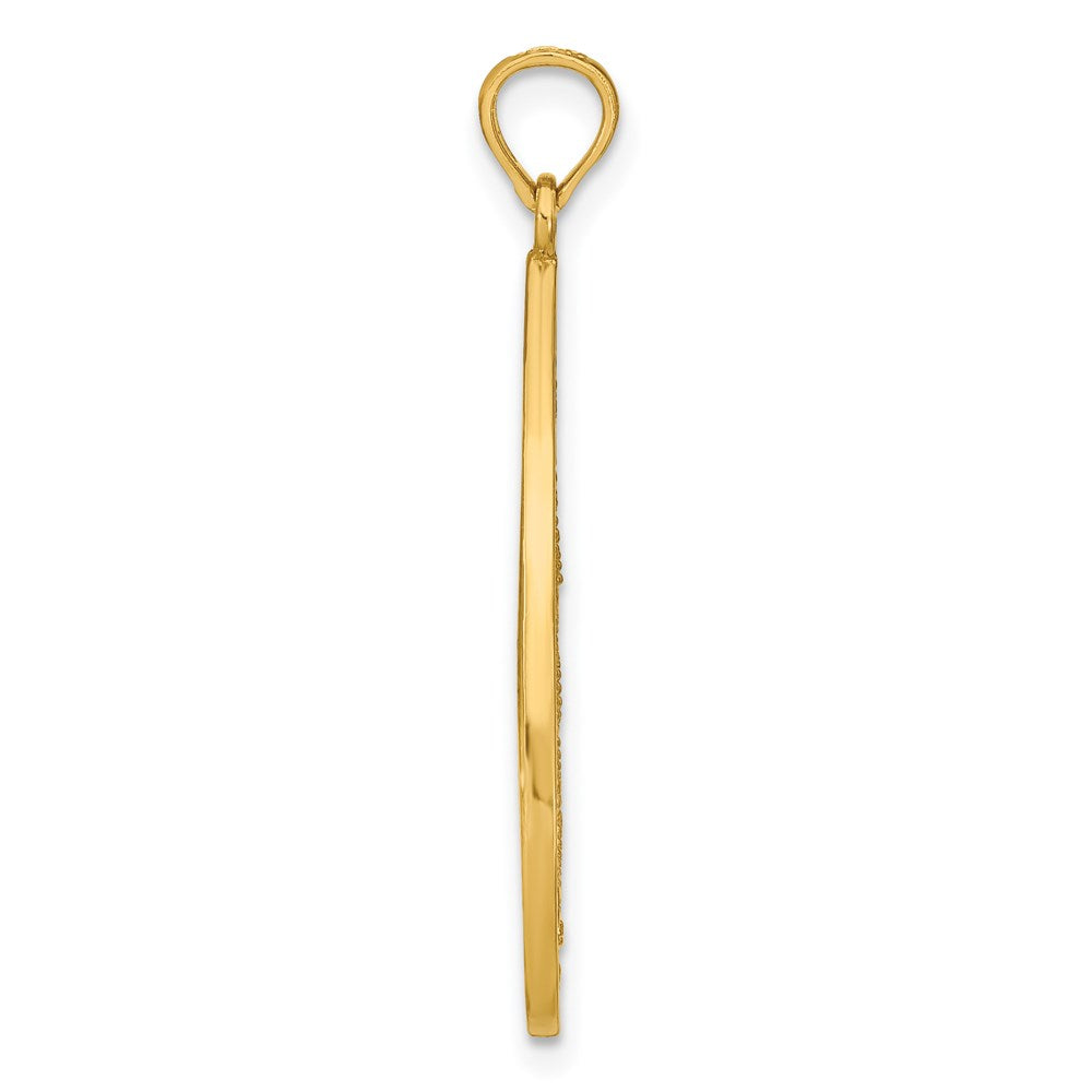 14K w/Rhodium Beaded Filigree D/C Teardrop Charm