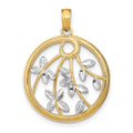 14K w/Rhodium Round Frame Charm