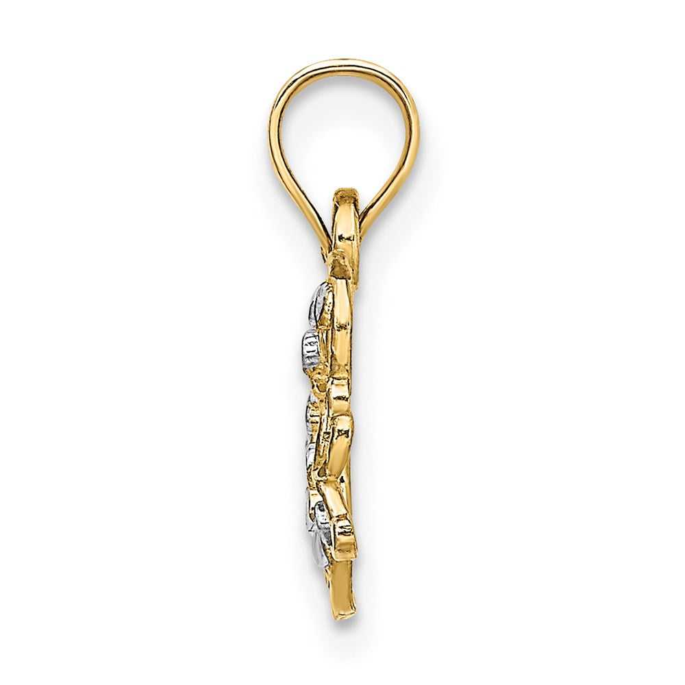 14k w/ Rhodium Diamond-cut Butterfly Charm