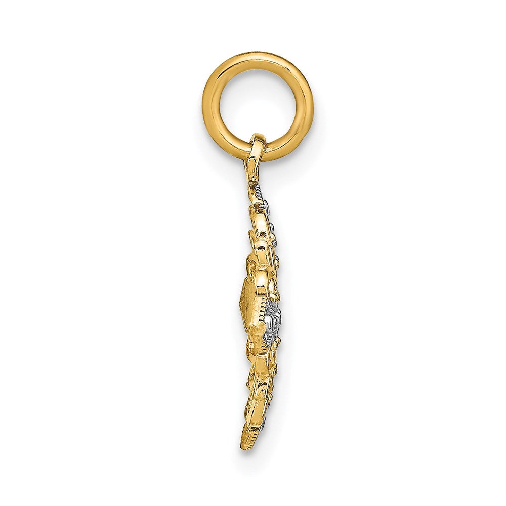 14K w/Rhodium and D/C Filigree Medallion Charm