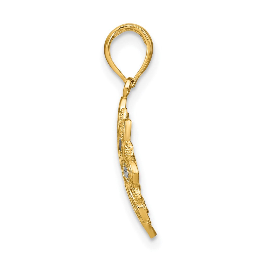 14K w/Rhodium and D/C Filigree Flower Charm