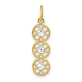 14K w/Rhodium and D/C 3 Circle Charm