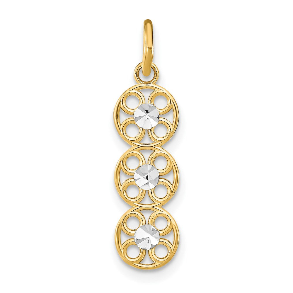 14K w/Rhodium and D/C 3 Circle Charm