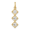 14K w/Rhodium and D/C 3 Diamond Shapes Charm