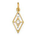 14K w/Rhodium D/C Diamond Shaped Charm