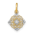 14K w/Rhodium D/C Mini Filigree Medallion Charm