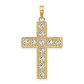 14K W/ Rhodium D/C and Cut-Out Cross Charm