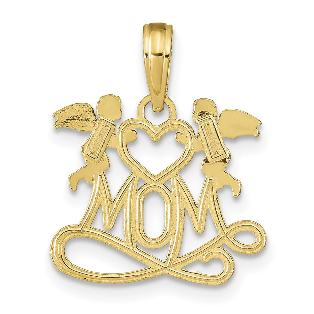 14K Polished MOM w/Heart and Angels Pendant