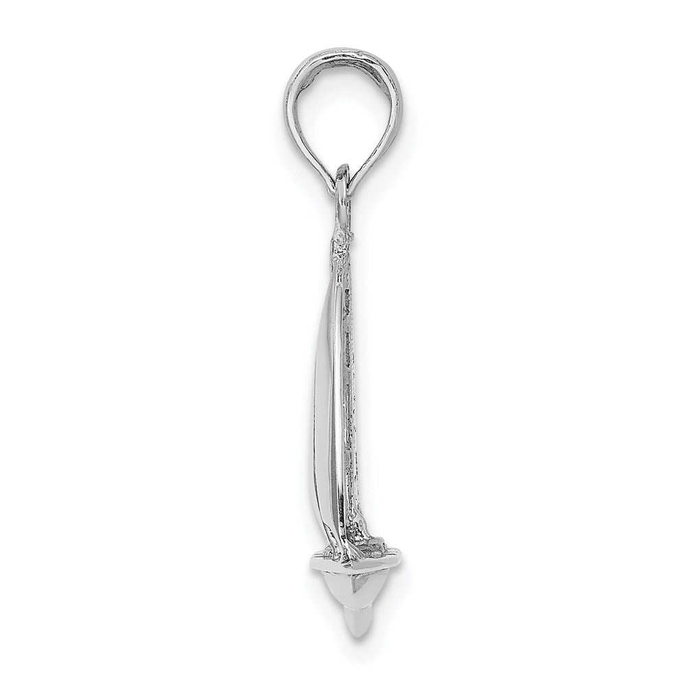 10K White Gold Polished Sailboat Charm