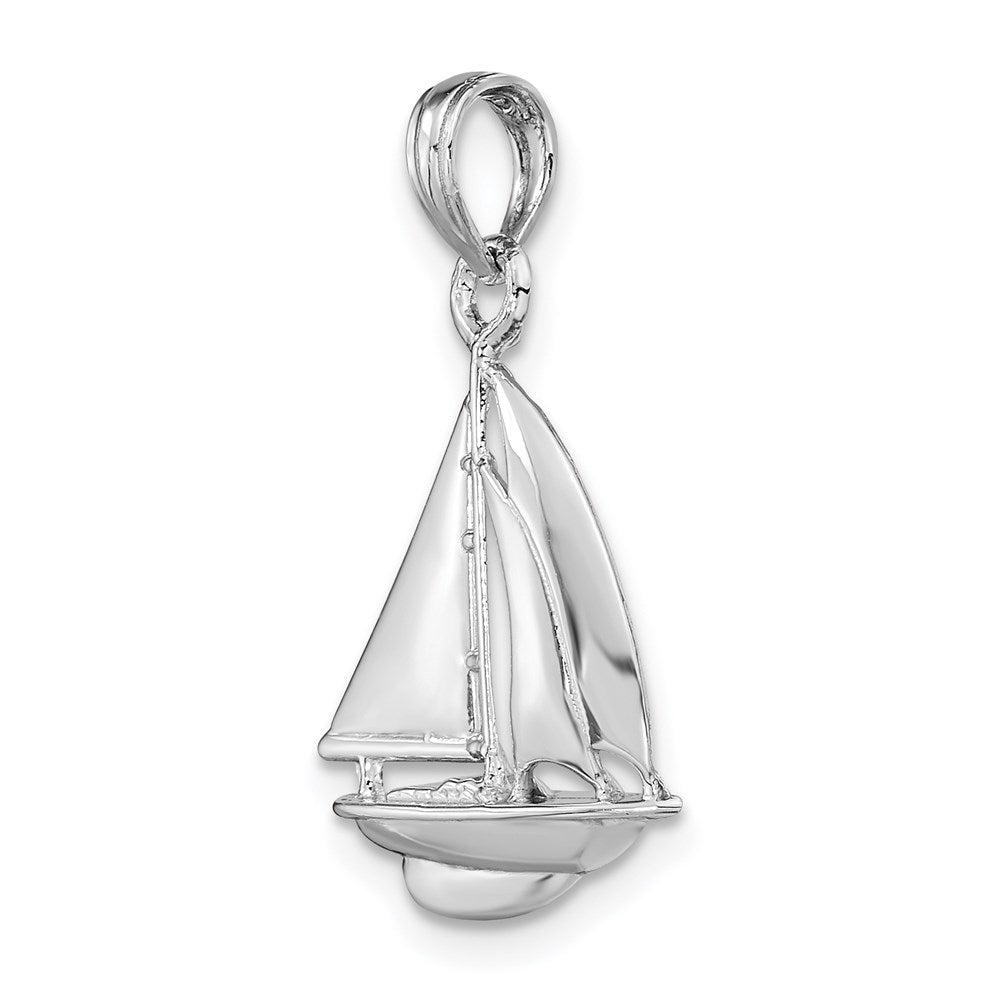 10K White Gold Polished Sailboat Charm