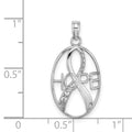 14K White Gold Textured HOPE w/Ribbon Charm