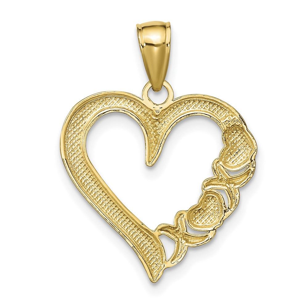 14K Polished Heart and -X- Pendant