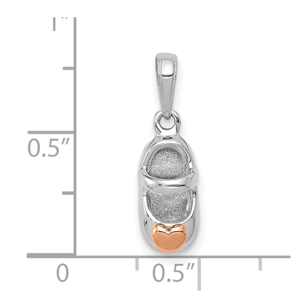 14k Two-tone White and Rose Gold Baby Shoe Charm