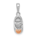 14k Two-tone White and Rose Gold Baby Shoe Charm