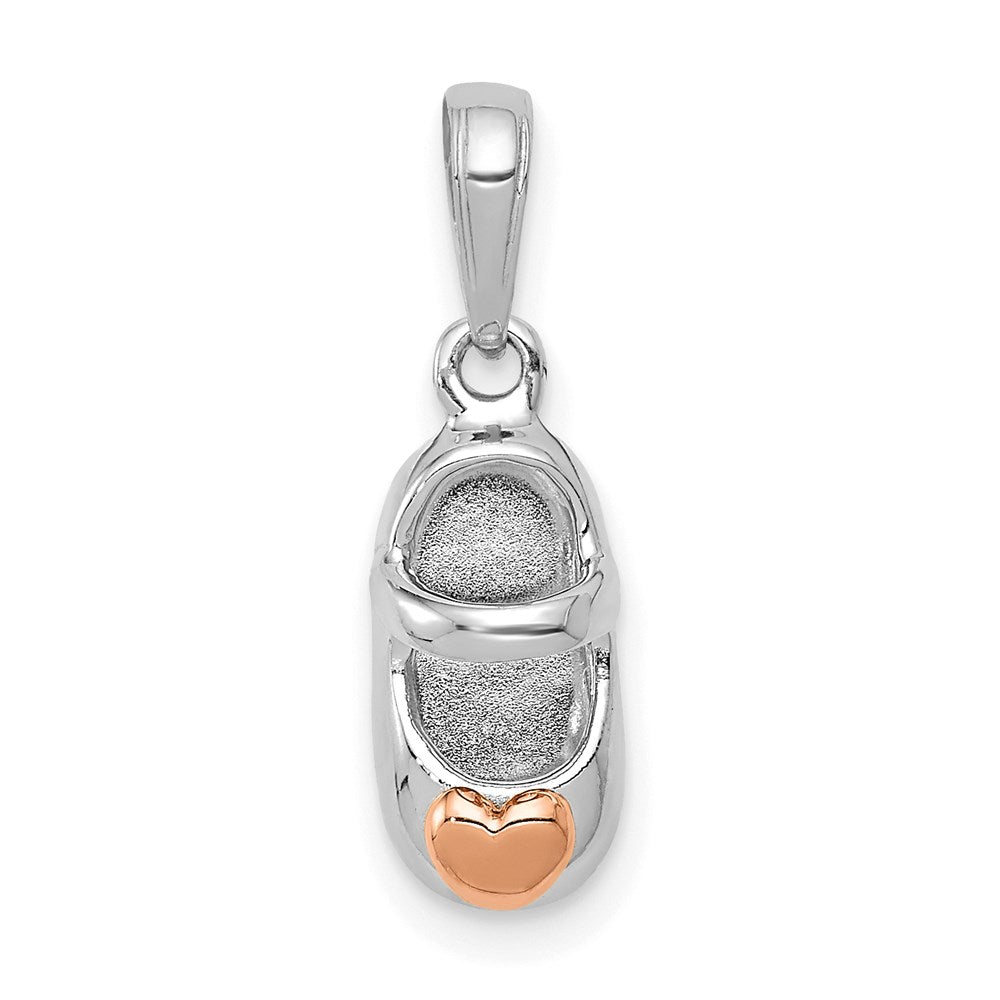 14k Two-tone White and Rose Gold Baby Shoe Charm