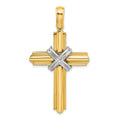 14K Two-tone X Center Polished Cross