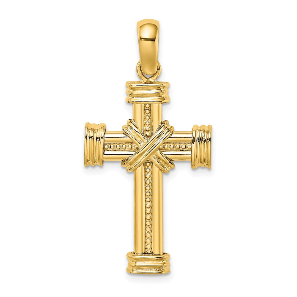 14k Polished w/ X In Center of Cross Charm