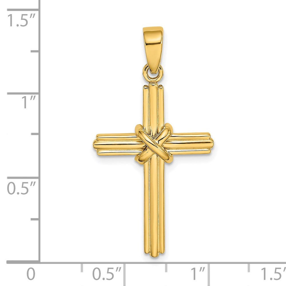 14K Polished X Center Cross Charm