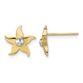 14k w/Rhodium Starfish Post Earrings