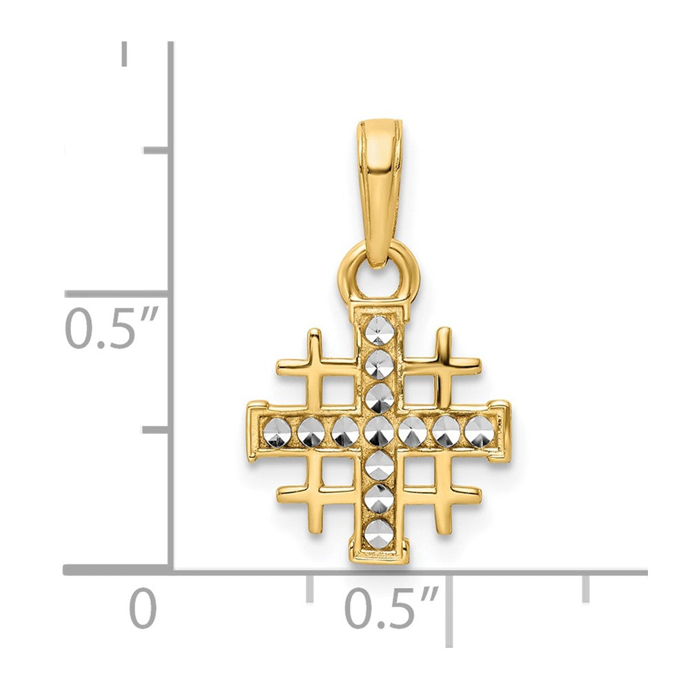 14K w/Rhodium D/C Jerusalem Cross Pendant