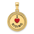 14K I Heart Horses/I Heart Riding Enameled Reversible Pendant