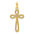 14K Beaded Cross Pendant