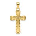 14K Polished Beaded Cross Pendant