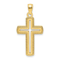 14K Polished Beaded Cross Pendant