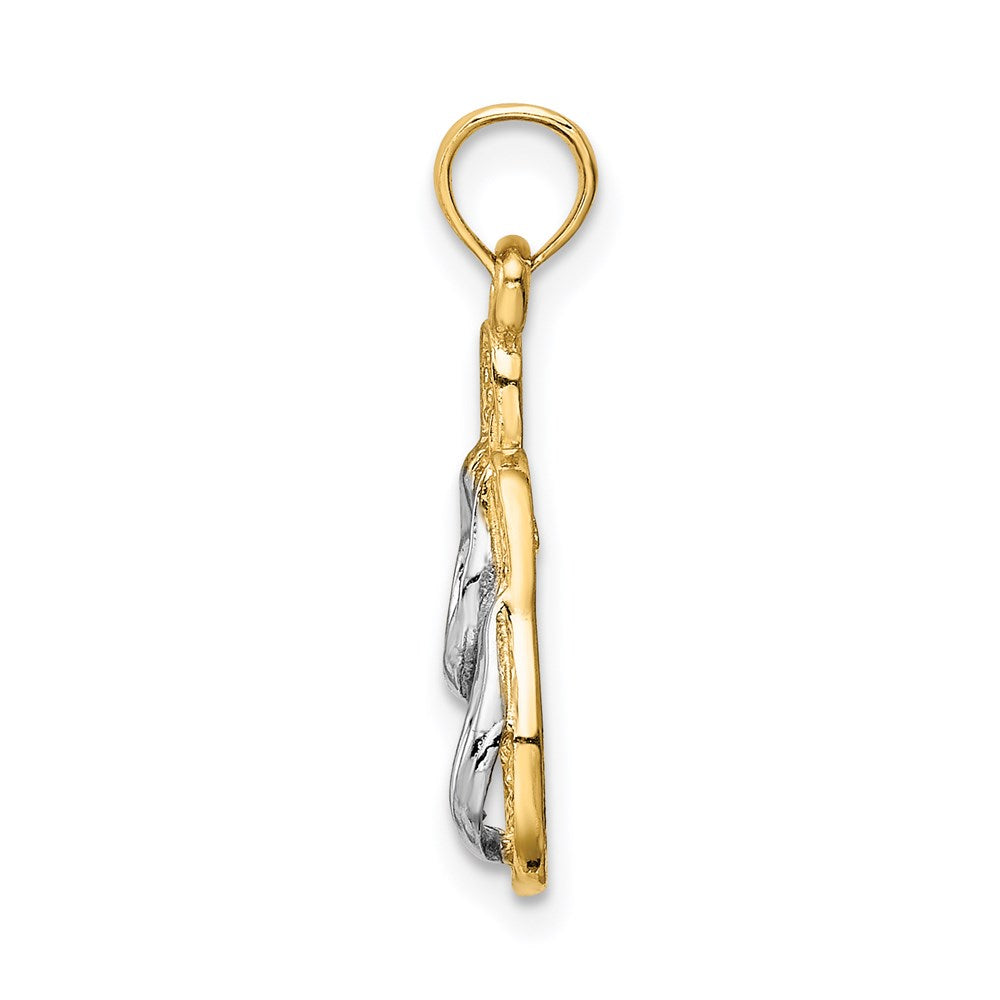 14k 3D w/Rhodium Solid Polished Sandals Pendant