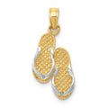 14k 3D w/Rhodium Solid Polished Sandals Pendant