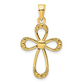14K Polished Beaded Cross Pendant