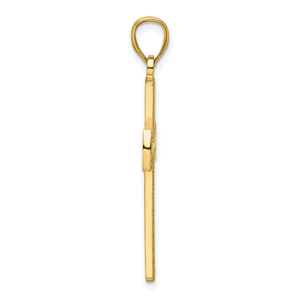 14K Polished Beaded Cross Pendant
