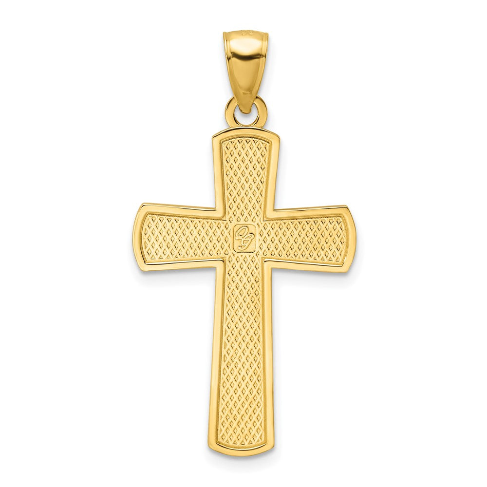 14K Polished Beaded Cross Pendant