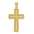 14K Polished Beaded Cross Pendant