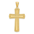 14K Polished Beaded Cross Pendant