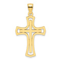 14K Polished Double Cross Pendant