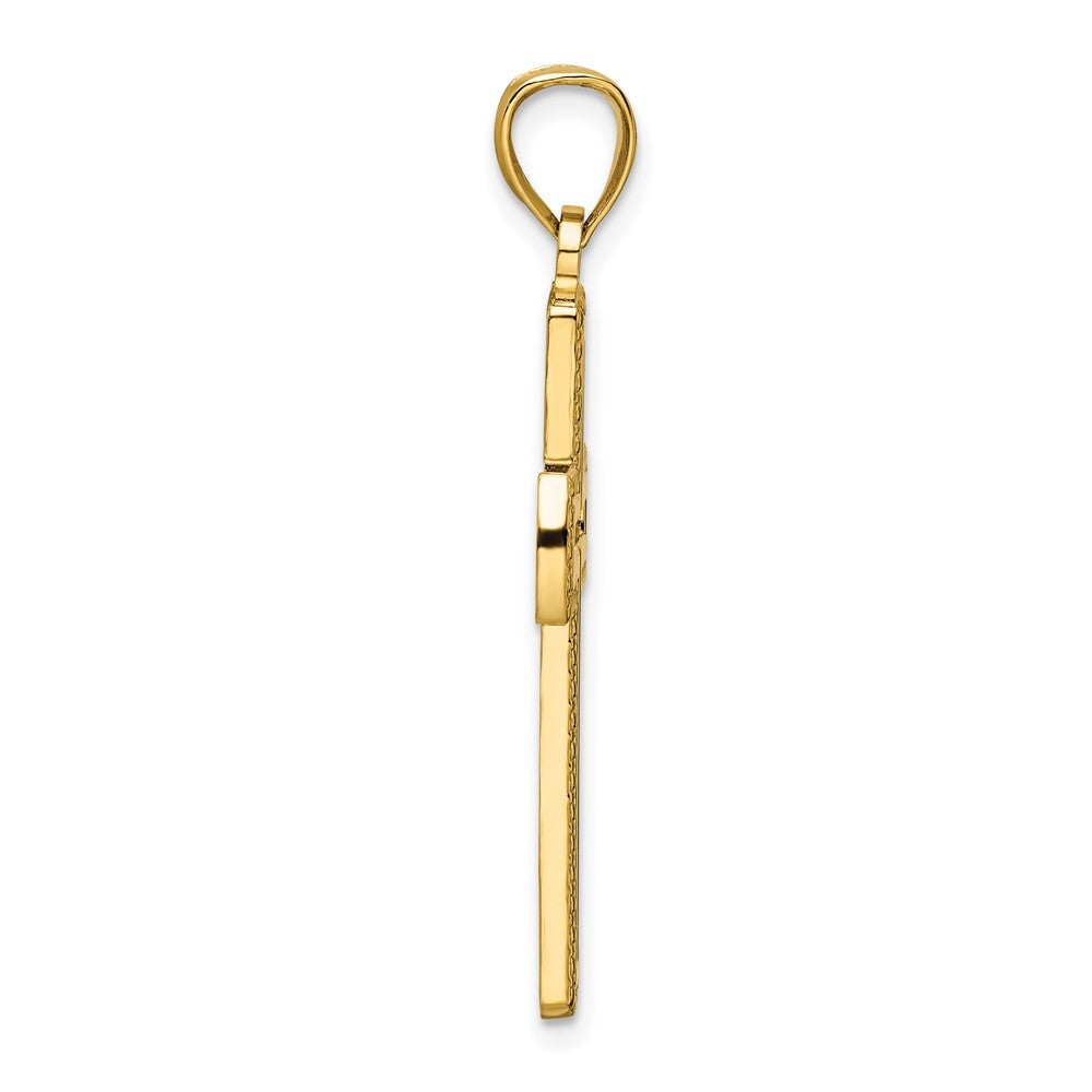 14K Polished Beaded Cross Pendant