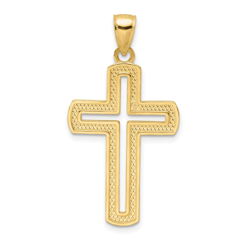 14K Polished Beaded Cross Pendant