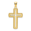 14K Polished Beaded Cross Pendant