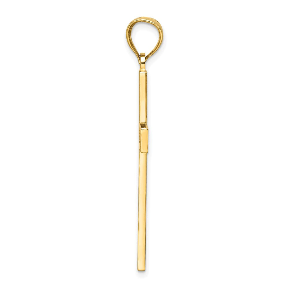 14K Polished Beaded Cross Pendant