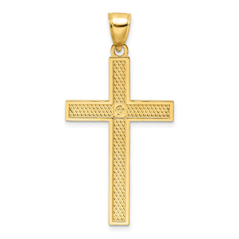 14K Polished Beaded Cross Pendant
