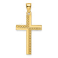 14K Polished Beaded Cross Pendant