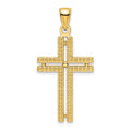 14K Polished Beaded Cross Pendant
