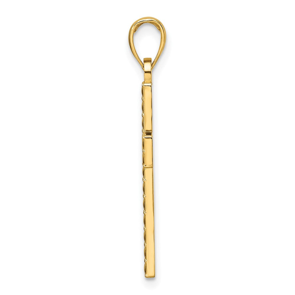 14K Polished / Textured Cross Pendant