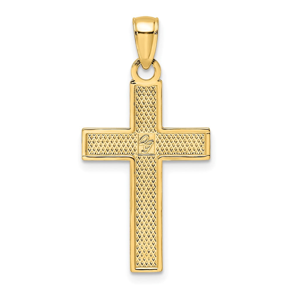 14K Polished / Textured Cross Pendant