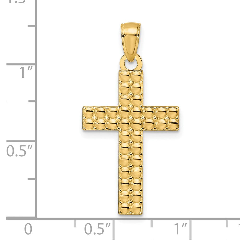 14K Polished / Textured Cross Pendant